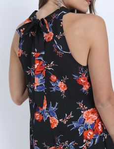 Floral Black Fit &amp; Flare Mini Dress