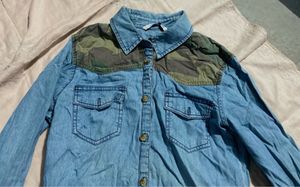 Denim Shirt with Camo Details
