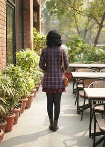Plaid Button-Up woolen Jacket