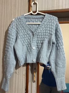 powder blue cardigan