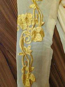 Yellow long Anarkali-style gown