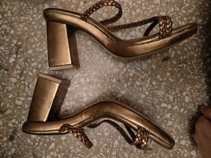 Stylish Gold Braided Sandals