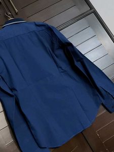 Louis Philippe Men's Blue Cotton Collared Shirt