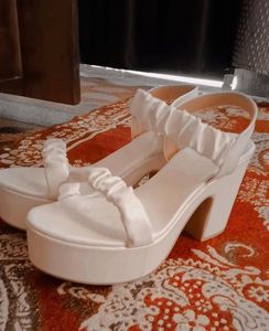 White Y2K Platform Block Heel Sandals