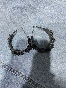 Boho Oxidised Jhumka Hoop Earrings