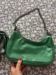Green Studded Shoulder Bag