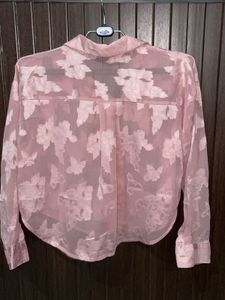 Sheer Floral Button-Upshirt&amp;free spagatie