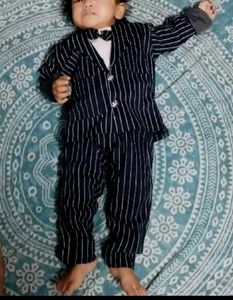 Baby Boy Pinstripe Suit with Bowtie