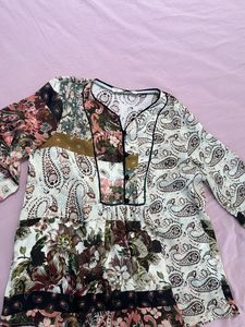 Boho Print Bell Sleeve Top - XS