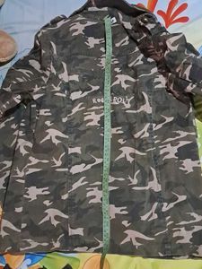 Camo Distressed Denim Jacket
