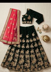 Designer Velvet Lehenga Choli Set