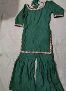 Elegant Green Kurta Set with Sharara