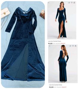 Velvet Maxi Dress with High Slit