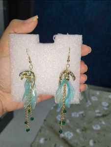 Beautiful Blue Flower Dangle Earrings