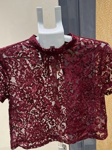 Burgundy Lace Crop Top