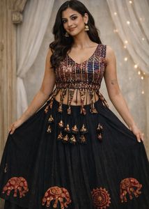 Elegant Navy & Red Lehenga Choli Set