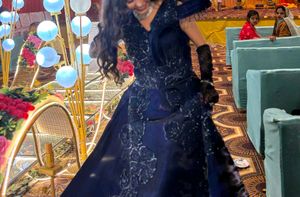 Elegant Navy Blue Embellished Gown