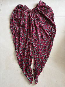 Red Floral Print Dhoti Pants
