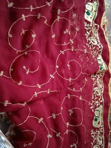 Maroon sequence georgette darbari saree