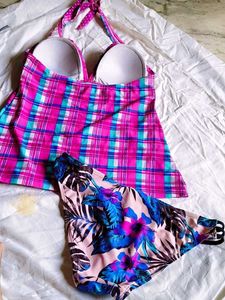 Chic Plaid Tankini Swimsuit