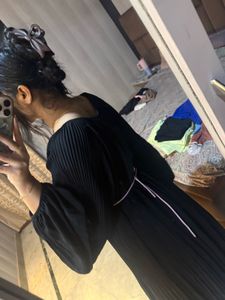 Elegant Black Pleated Maxi Dress🎀🦋🧚🏻‍♀️