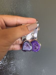 Unique Purple Agate Slice Earrings
