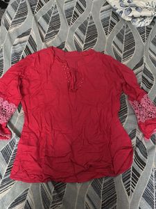 Beautiful Red Embroidered Kurta