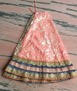 Sparkling Pink Sequin Lehenga Skirt with blouse an