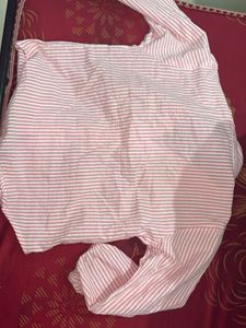 Pink Striped Button-Up Top
