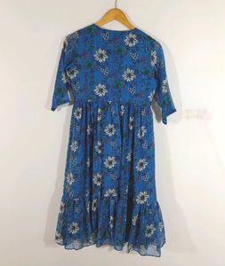 Boho Floral Print Tiered Midi Dress