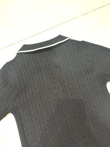 Chic Cable Knit Polo Sweater