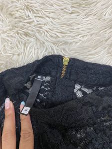 Sheer Lace Mock Neck Top