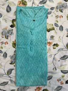 Beautiful Teal Chikankari Kurta
