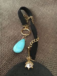Turquoise and leather band bracelet