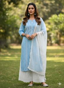 Elegant Blue Embroidered Kurta Set