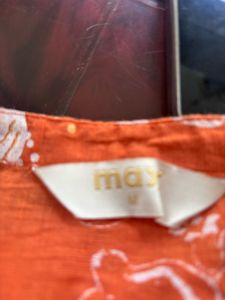 Orange Printed Cotton Short kurta M size