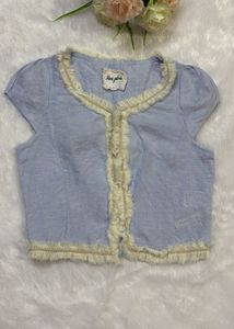 Light Blue Embroidered Crop Top