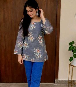 Elegant Floral Print corset Kurti short