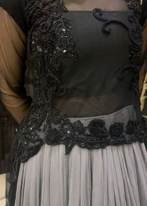 Stunning Black &amp; Grey Embellished Gown