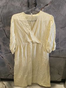 Elegant Yellow Wrap Dress