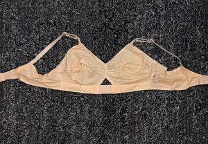 Round Stitch Cotton Bra (Cream &amp; White)