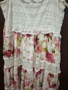Floral Tiered Sundress with Lace Trim