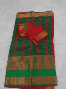 Beautiful Green & Red Saree