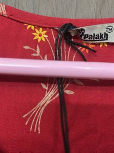 New Red Printed fully flare pure cotton for s&amp;M
