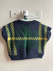 sale !!!Plaid Knit Sweater Vest Top