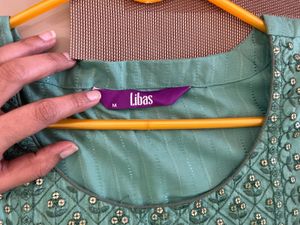 Libas Sea Green Embroidered Kurta