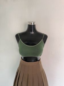 Olive Green Crop Top Bra