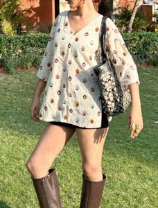 Cream Kurta with Print
