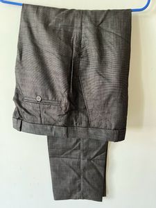 Brown Formal Pant With Small Checked Detailing