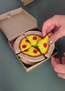 Crochet Pizza Coasters (Set of 4)
